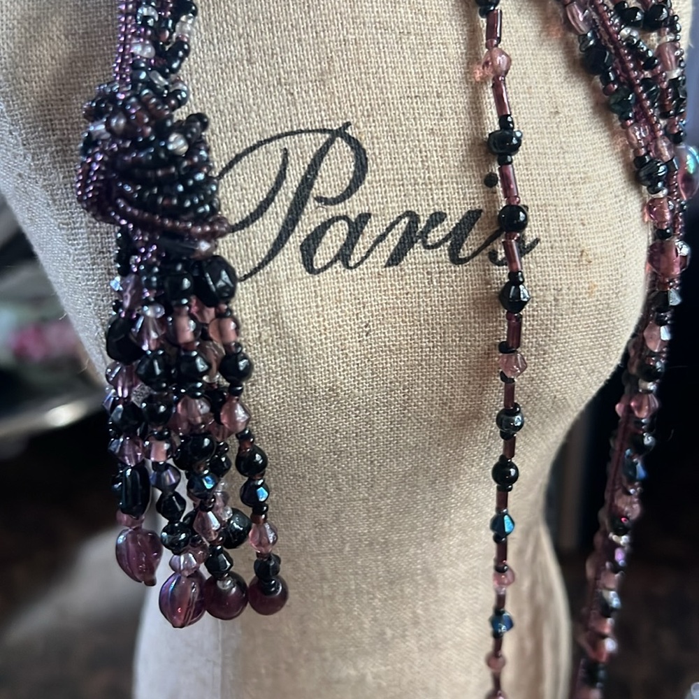 Chico’s long beaded necklace with tassel